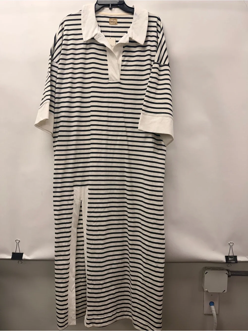 Free people-Free-est Striped Polo Midi Dress in White and Black